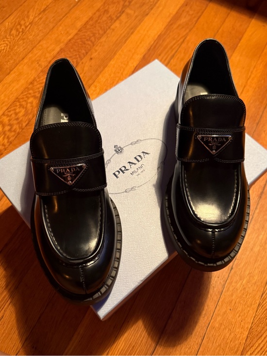 Prada Shoes - Prada Black brushed leather loafers
